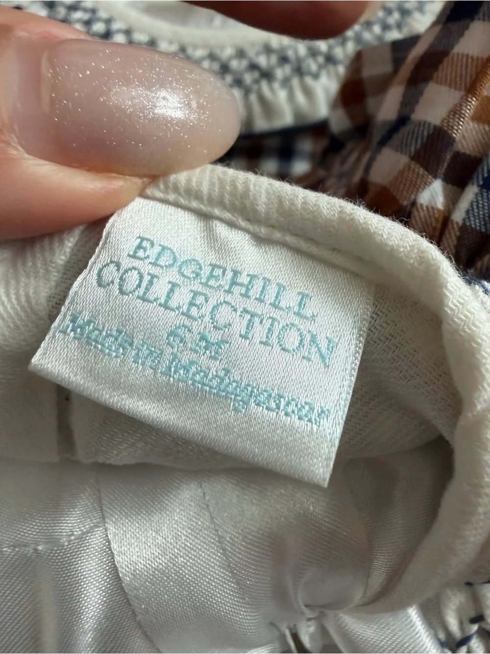 NWT Edgehill Collection Baby Girls Side-Tie Long Sleeve Plaid Romper 6M